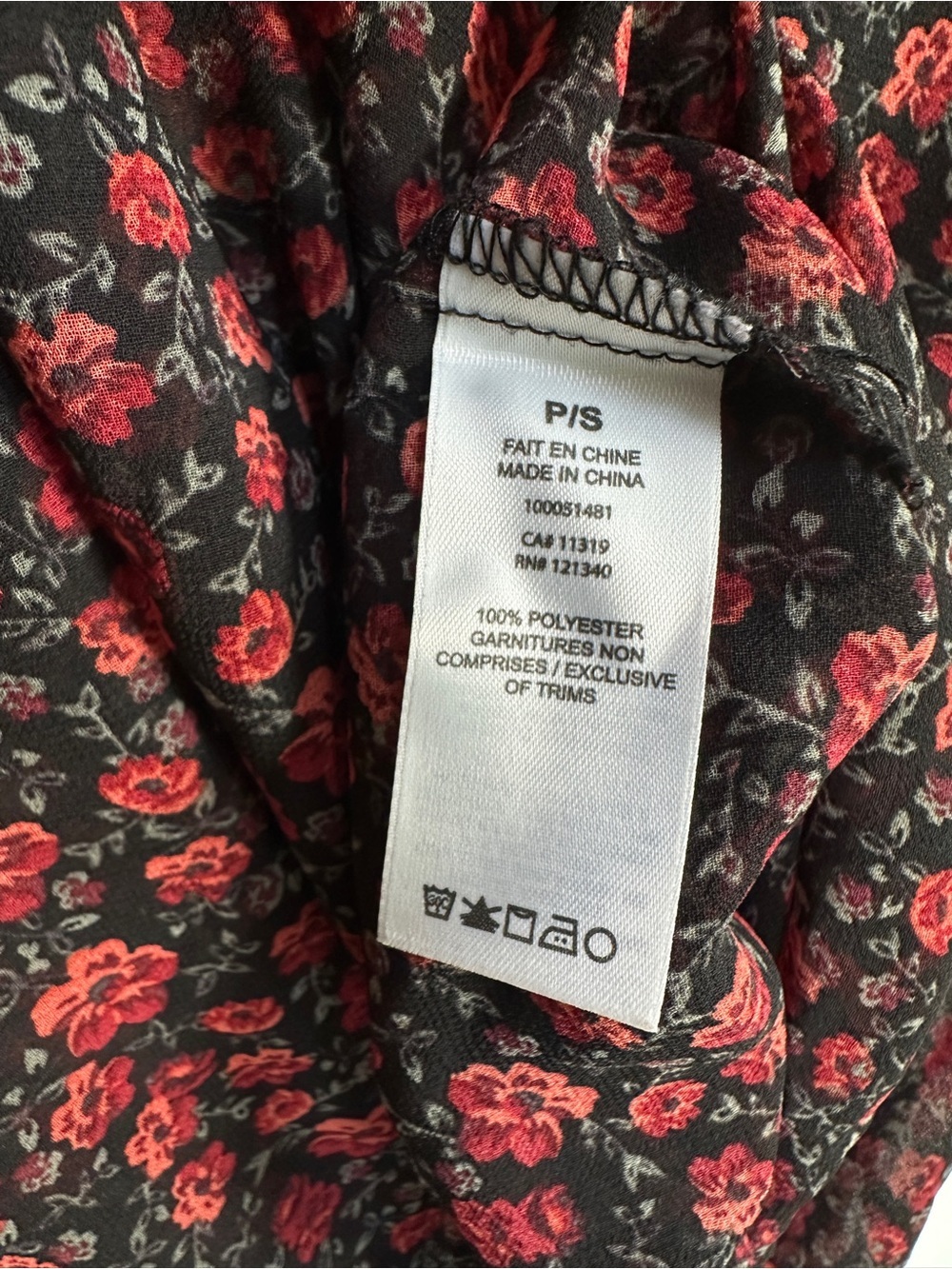 Dynamite Sheer Floral Blouse Black Red High Neck Long Sleeve Size S Whimsigoth - Picture 4 of 6
